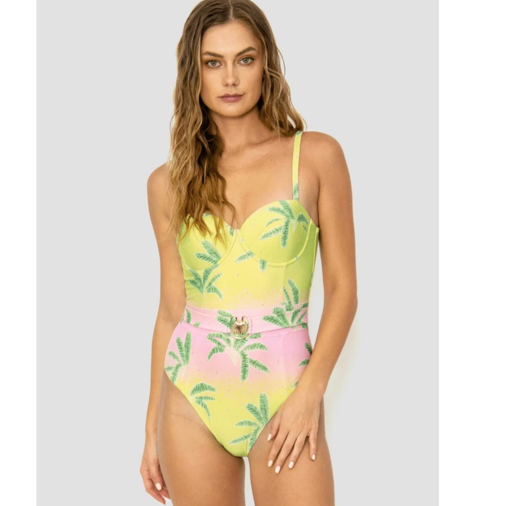 Bari Palm Print Swimsuit - Size M
